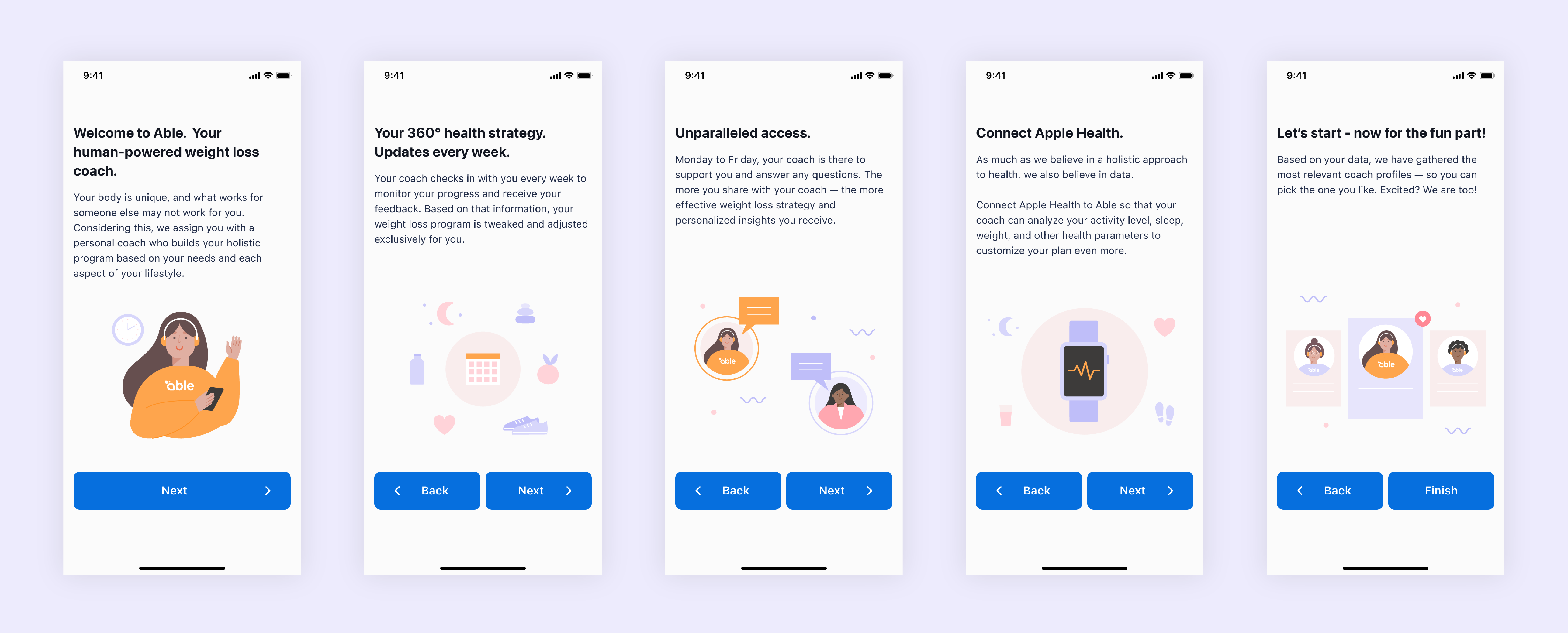 Style 1 screens for user testing