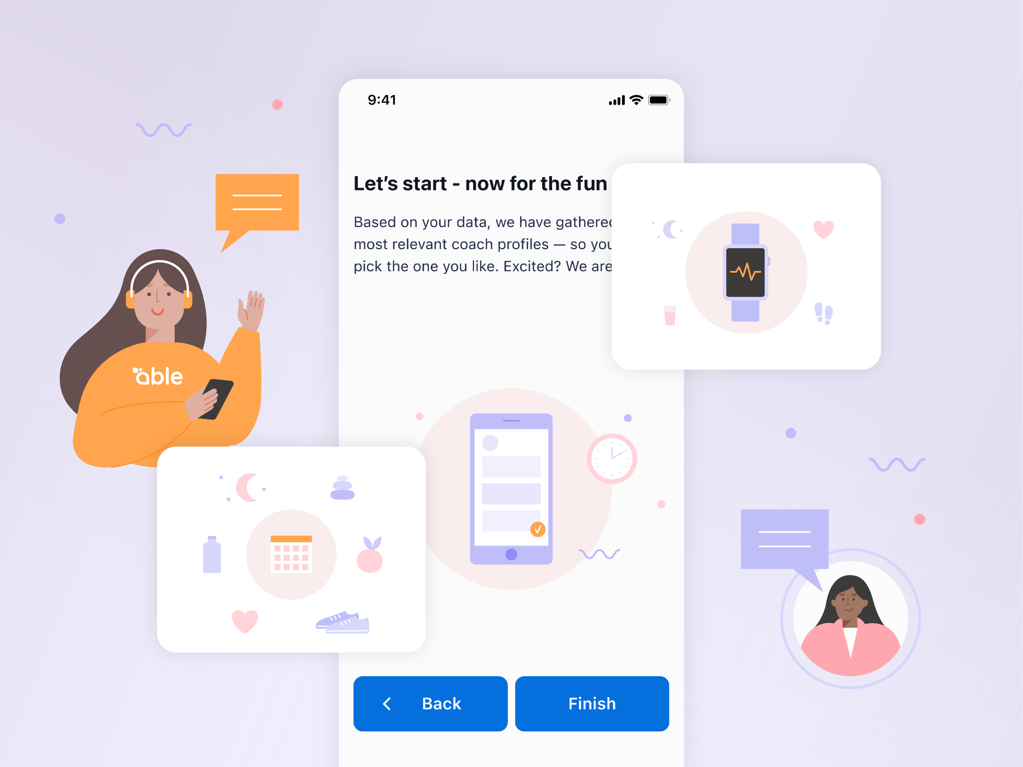 Able health app illustration styles