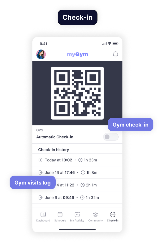 Check-in screen