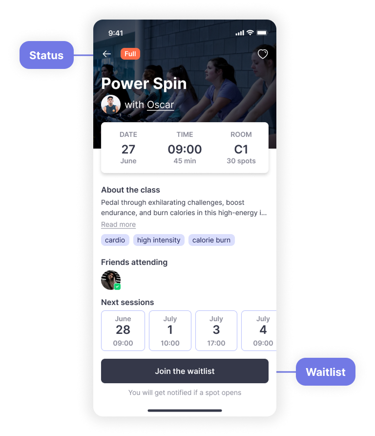 Waitlist screen